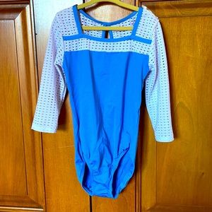 Long sleeve Leotard-Blue/White in Medium Child